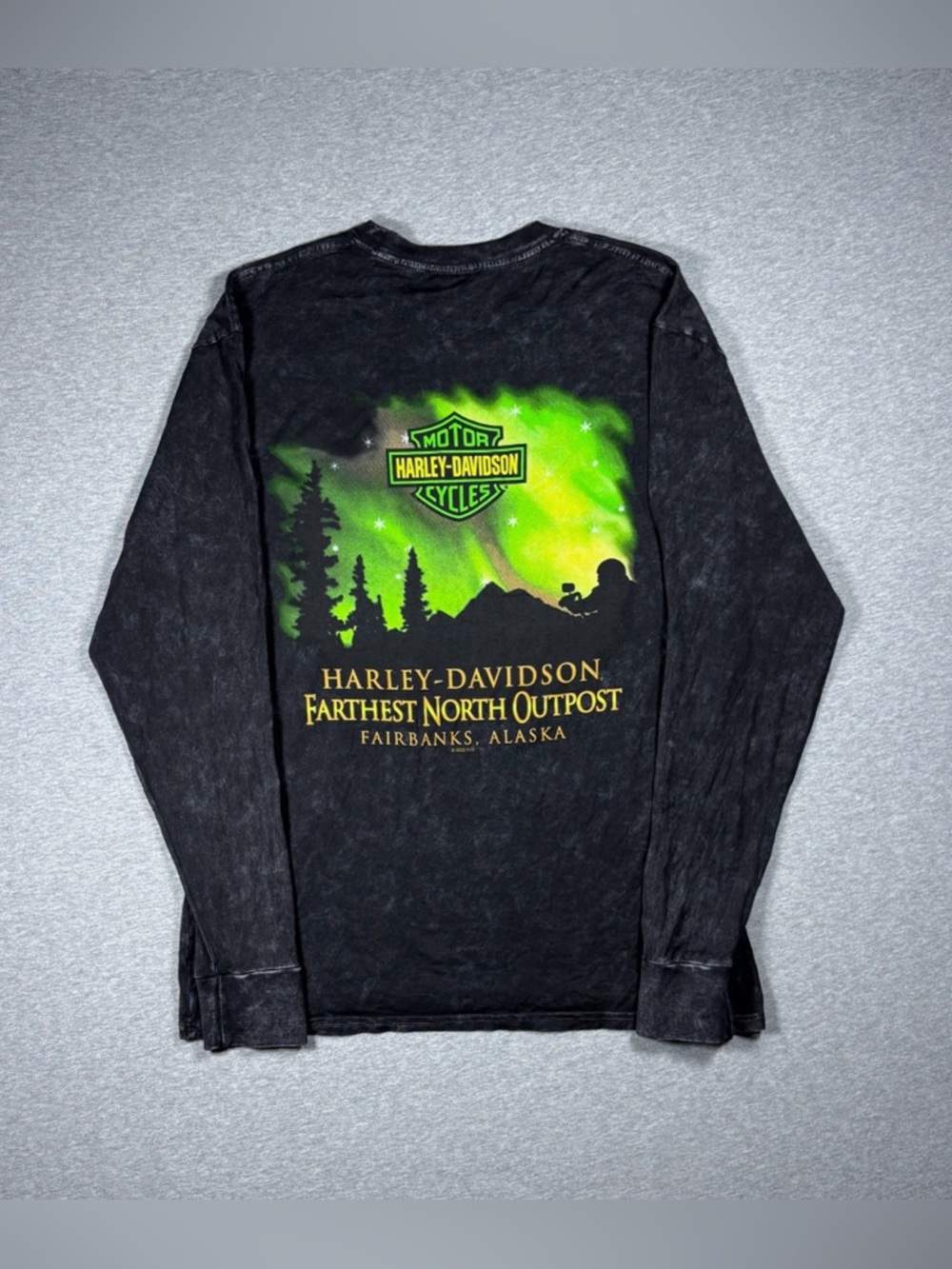 Harley Davidson Long Sleeve Shirt Fairbanks Alaska Northern Lights Mens L NWT